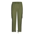 Pantalones Cargo de Hombre Verde Oliva Multibolsillos con Cordón y Cremallera - S / Parte Inferior (MS-2F) / Verde Militar