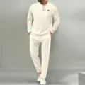 Conjunto de camiseta henley de manga larga y pantalón waffle para hombre casual liso - S / Parte Superior E Inferior / Caqui