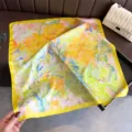 Foulard carré en soie artificielle imprimé peinture à l'huile de printemps châle élégant - FG333-3
