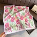 Élégant foulard carré en soie imprimé paisley floral, chic châle écharpe pour femme. - FG331-2