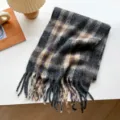 Cozy retro plaid fringe scarf for autumn and winter, thick soft warm couples neck wrap. - Style 2