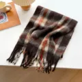 Vintage plaid tassel scarf for autumn and winter, soft cozy warm thick neck wrap accessory. - Style 4