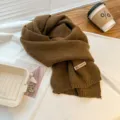 Brown Maillard polyester imitation wool scarf for women and men, warm winter neck warmer. - Brown