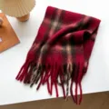 Autumn winter vintage colorblocked plaid tassel scarf soft thick warm long scarf - Style 6