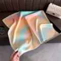 Elegant abstract gradient silk scarf for women, perfect for stylish daily wear or sun protection. - Mint Green