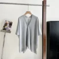 Summer thin grey knitted shawl cardigan single button V-neck elegant women clothing item detail - 85*125cm / Gray