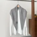 Grey knitted hollow triangular shawl stylish autumn women scarf versatile cozy fashion wrap - Space Gray