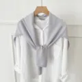Chale tricoté minimaliste coréen avec chemise blanche superposition mode vêtement polyvalent. - Mauve Clair