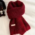 Winter women's thick warm knitted scarf casual soft cozy windproof neck warmer burgundy - Lucky Red