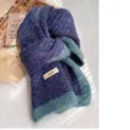 Thickened winter knitted scarf, blue-green blend cozy wool neck warmer for women stylish daily wear - Ocean Starry Sky