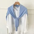 Châle noué en tricot minimaliste coréen avec variante de chemise décorative polyvalente - Bleu clair