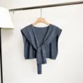Hollow knit shawl for women, dark grey summer thin cardigan, stylish layering outer wear. - Slate Gray