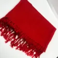 Classic red cashmere-feel tassel scarf variant, soft winter accessory for parties. - Acrylic Twill