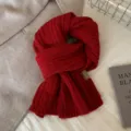 Red knitted scarf for women winter cozy soft warm cable knit winter scarf fashion accessory - Figure-eight Pattern / Red