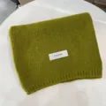 Solid color knitted neck warmer autumn winter cozy scarf for women daily casual warm wear - Olive