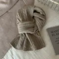Cozy khaki knit scarf for women winter fashion, soft cable knit winter neck warmer accessory variant. - Figure-eight Pattern / Khaki