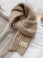 Cozy winter knit scarf featuring a classic herringbone houndstooth pattern for stylish warmth. - Style 3
