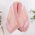 Mujer invierno rosa tejido chal felpa piel sintética cálido elegante capa moda ropa - Rosa