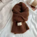 Cozy brown knitted winter scarf for women, soft fluffy mohair material, chic and warm neck wrap. - Mocha Coffee