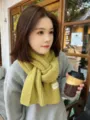 Cozy yellow knitted winter scarf for women and men, warm thick wool neck warmer accessory. - Neon Yellow