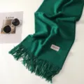 Dark green solid winter tassel scarf cozy thick warm neck wrap fashion accessory style - Mars Green