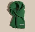 Green knitted wool scarf for women winter cozy warm stylish solid color neck warmer - Green