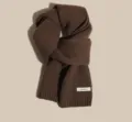 Brown knitted scarf for women winter warm wool neck wrap soft cozy daily wear winter fashion accessory - Brown