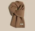Cozy brown knitted wool scarf for women winter fashion warm neck wear soft daily accessory - Camel