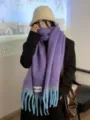 Women's thick plush gradient scarf cozy autumn winter fashion versatile shawl warm winter neck wrap - Jellyfish Purple Blue Gradient