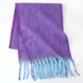 Cozy winter scarf in jellyfish purple with light blue fringes, thick and warm for women. - Jellyfish Purple & Light Blue
