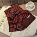 Donna rosso nero stampa leopardo sciarpa lavorata a maglia inverno calda moda scaldacollo - Borgogna