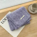 Purple cable knit scarf, soft warm winter wool neck wrap, stylish cozy daily wear accessory. - Light Purple / 170cm