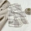 Cozy autumn winter plaid tassel scarf soft imitation cashmere stylish daily accessory detail - Size 4 / 180cm