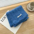 Blue cable knit scarf for women, thick warm winter soft woolen neck warmer fashion accessory. - Sapphire Blue / 170cm