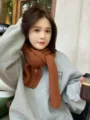 Cozy brown knitted winter scarf for women, thick warm woolen neck warmer for cold weather - Dark Brown
