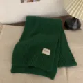 Dark green knitted winter scarf for women, soft and thick warm wool variant choice. - Dark Green