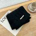 Black cable knit scarf, thick winter warm cozy woolen neck wrap, stylish solid color design. - Black / 170cm