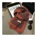 Cozy color-block knitted winter scarf for women, soft warm plush neck wrap shawl apparel. - Dusty Pink