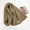 Solid color knitted scarf for women, winter warm neck warmer with stylish label, casual daily. - Earth Brown