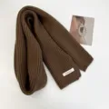 Cozy brown ribbed knit scarf for women, warm winter neck wrap, classic stylish knitted scarf. - Coffee