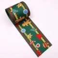 Christmas grosgrain ribbon 75mm wide double-sided printed green fabric gift wrapping DIY bow decoration - 2# Glitter Gingerbread Man Style / 75mm Wide*2 Yards