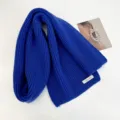 Solid color knitted winter scarf for women, warm and cozy ribbed neck wrap for cold weather. - Klein Blue