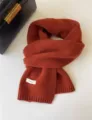 Solid color 100% wool knit scarf winter warm cozy rust red fashion neck wrap for adults. - Brick Red