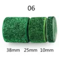 Green glitter ribbon set 38mm 25mm 10mm, ideal for DIY hair bows and garment accessories. - Width 10mm, Length 10 Yards / No.06