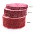 Pink glitter elastic ribbon stacked in three sizes 10mm 25mm 38mm for sewing crafts DIY. - 22 Width 1cm Length 5 Yards Per Roll