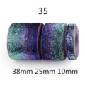 Gradient glitter elastic ribbon, 38mm 25mm 10mm width variant, DIY hair accessory material. - No. 35 Width 1cm Length 5 Yards Per Roll