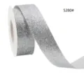 Silbernes Glitzerband Spule für Geschenkverpackung, Blumenverpackung und DIY Handwerk. - Silber Stil (5281#) / Breite 10mm x Länge 45m