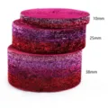 Glitter velvet ribbon rolls in 10mm 25mm 38mm for DIY hair bows, crafts, and garment decorations. - Style 43 - Gradient Rose Red / 1cm Wide * 5 Yards/Roll