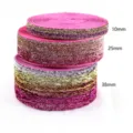 Glitter elastic ribbon rolls in various sizes, perfect for DIY hair bows and accessories. - 44 Width 1cm Length 5 Yards Per Roll / Rainbow