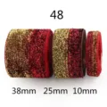 Glitter Flocked Ribbon Variants Red Gold 38mm 25mm 10mm Craft Hair Bow DIY Sewing - 48 Width 1cm Length 5 Yards Per Roll / Red Gold